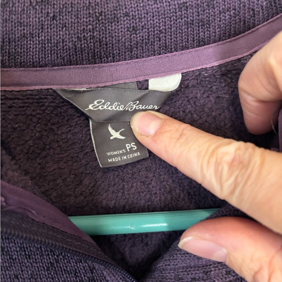 Eddie Bauer Women's Deep Purple 1/4 Zip Fleece Pullover - Picture 3 of 4